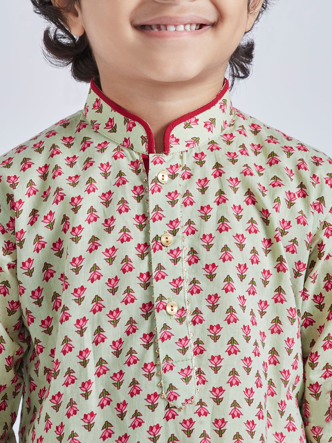 Boy's' Mint Green Kurta Pyjama Set