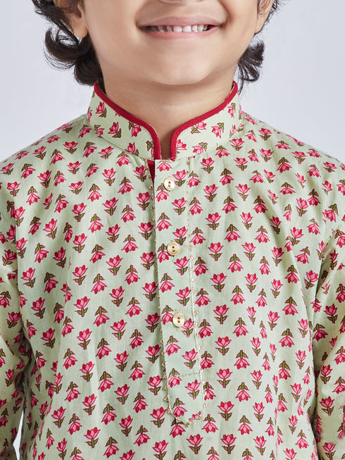 Boy's' Mint Green Kurta Pyjama Set