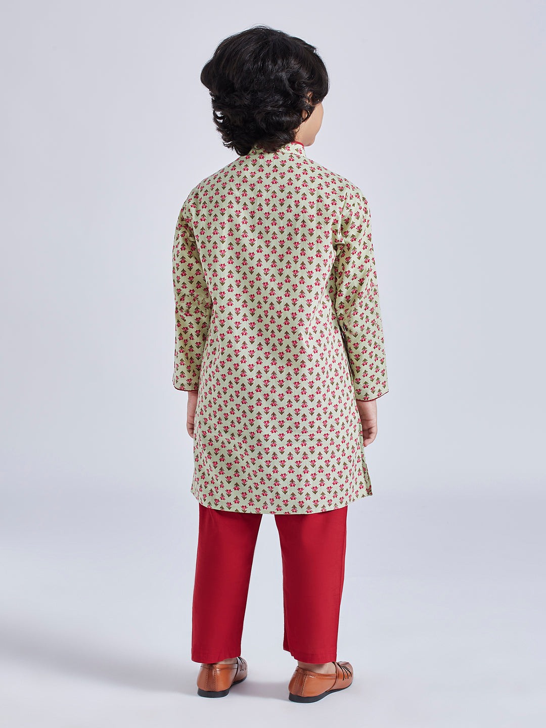 Boy's' Mint Green Kurta Pyjama Set