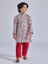 Boy's' Multicolour And White Kurta Pyjama Set