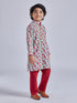 Boy's' Multicolour And White Kurta Pyjama Set