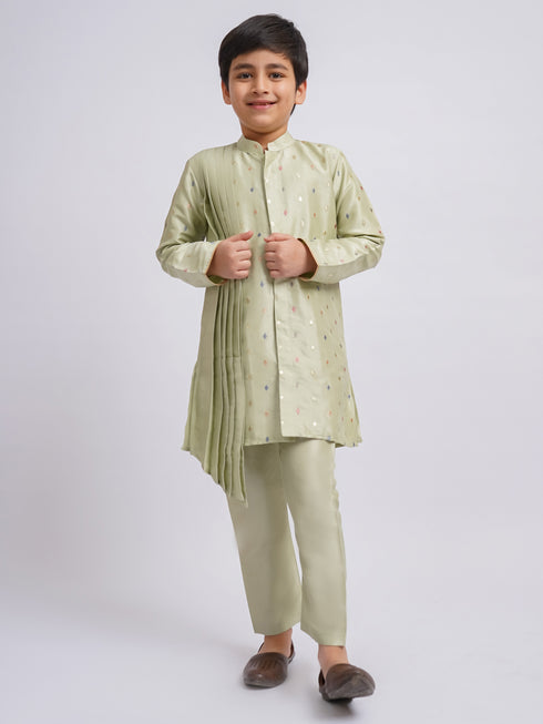 Boy's' Mint Green Kurta And Pyjama Set