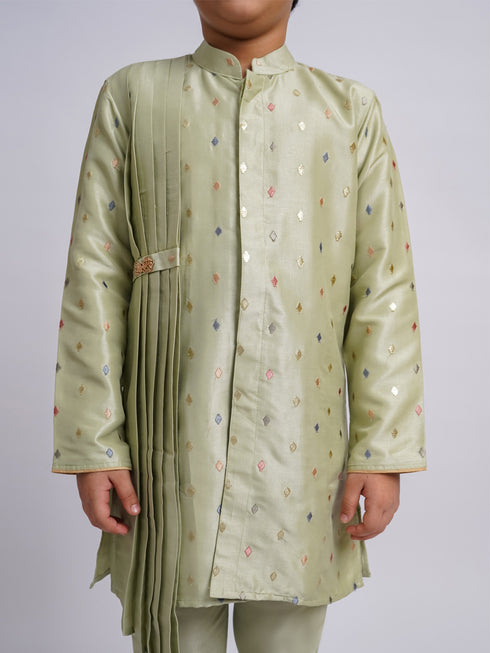 Boy's' Mint Green Kurta And Pyjama Set
