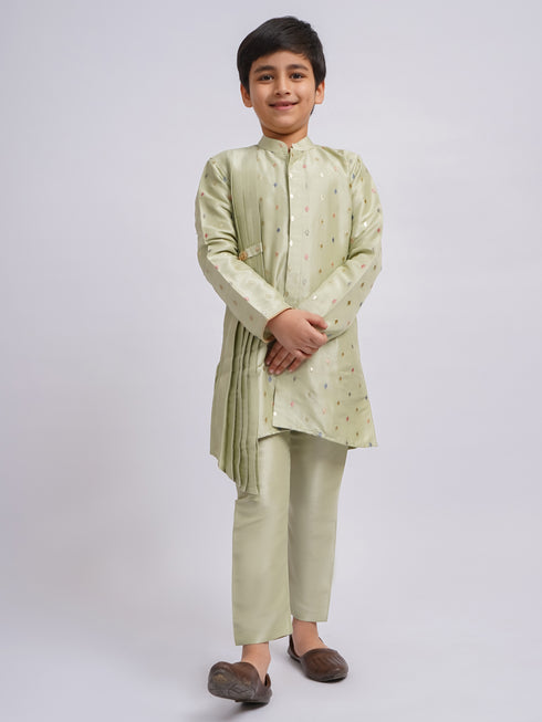 Boy's' Mint Green Kurta And Pyjama Set