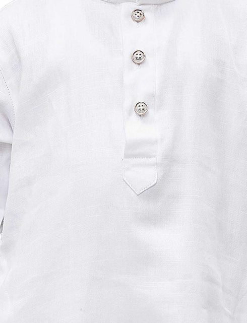 Boys' White Cotton Kurta and Pyjama Set