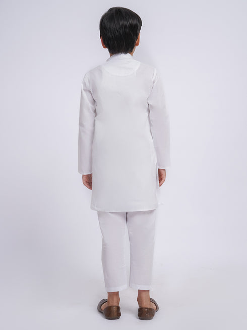 JBN Creation Boys' White Pure Cotton Kurta Pyjama Set