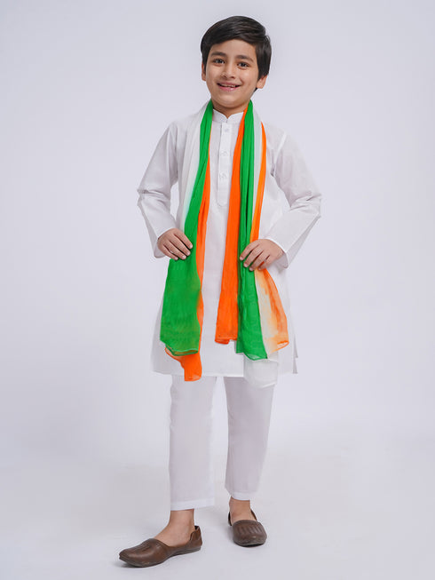 Jbn Creation Boy's' White Pure Cotton Kurta, Pyjama & Dupatta Set