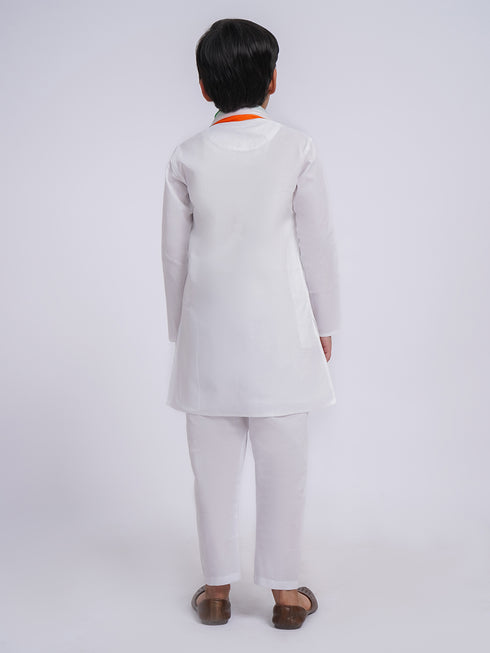 Jbn Creation Boy's' White Pure Cotton Kurta, Pyjama & Dupatta Set
