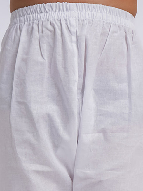 Jbn Creation Boy's' White Pure Cotton Kurta, Pyjama & Dupatta Set