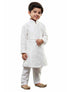 Boys' White Cotton Silk Kurta and Pyjama Set