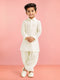 Boy's Cream Viscose Kurta Patiala Set