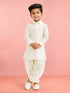 Boy's Cream Viscose Kurta Patiala Set