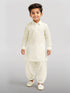Boy's Cream Viscose Kurta Patiala Set