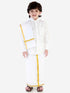 Boys' White Silk Long Sleeves Ethnic Shirt