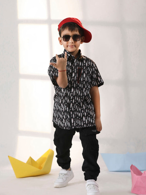 Boy's' Black Ethnic Shirt