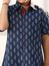 Boy's' Navy Blue Ethnic Shirt