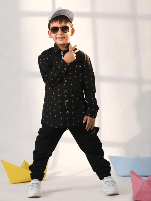 Boy's Black Ethnic Shirt