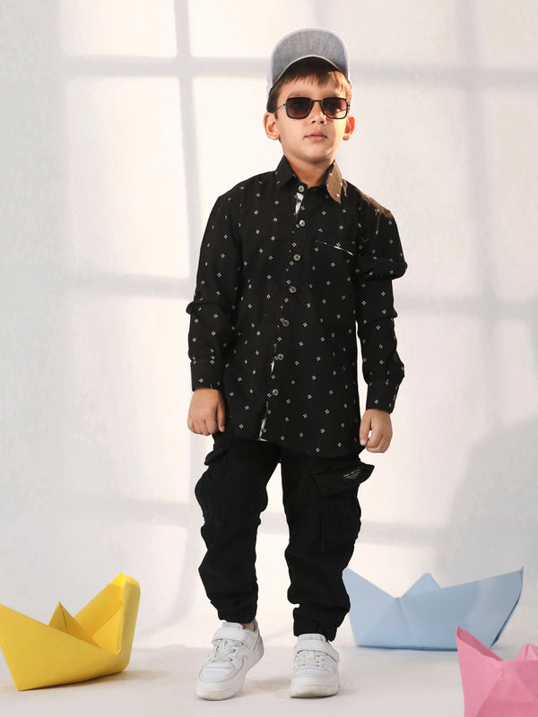 Boy's Black Ethnic Shirt