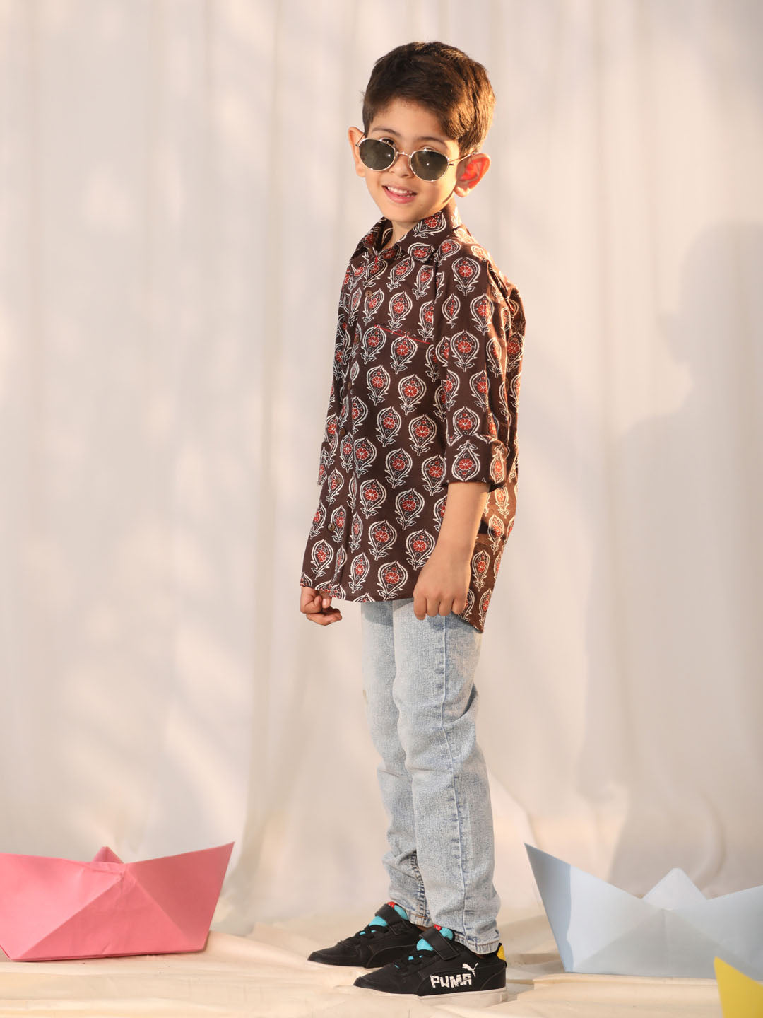 Boy's' Coffee Ethnic Shirt