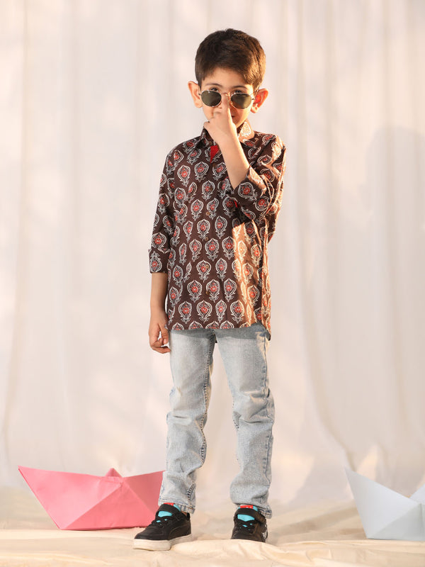 Boy's' Coffee Ethnic Shirt