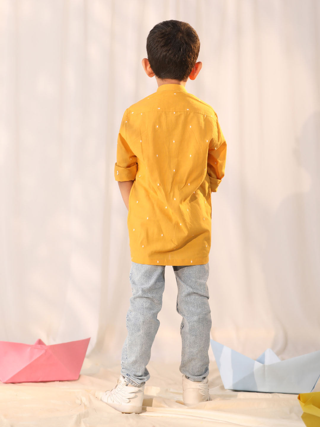 Boy's' Mustard Ethnic Shirt