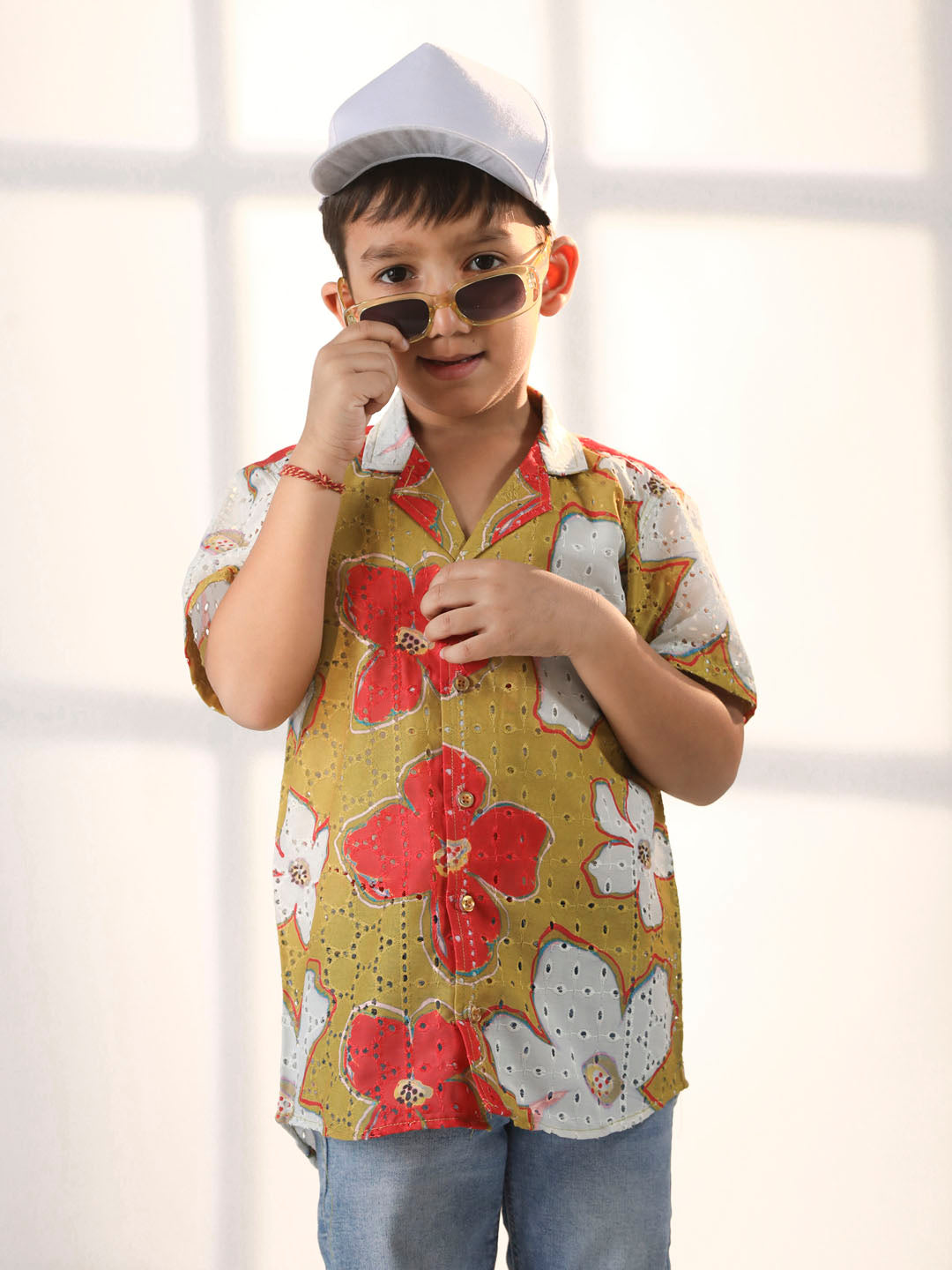 Boy's' Mustard Ethnic Shirt