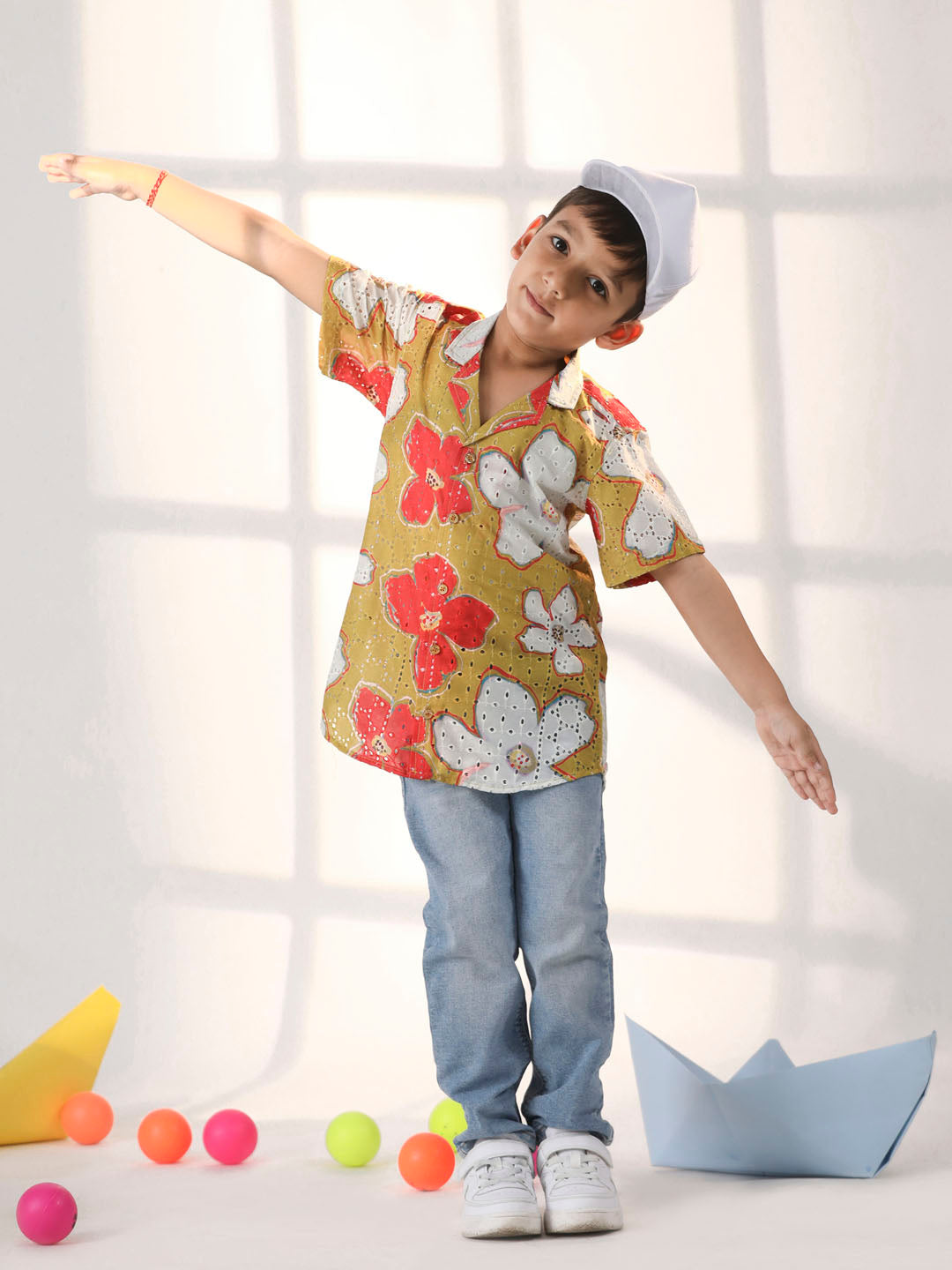 Boy's' Mustard Ethnic Shirt
