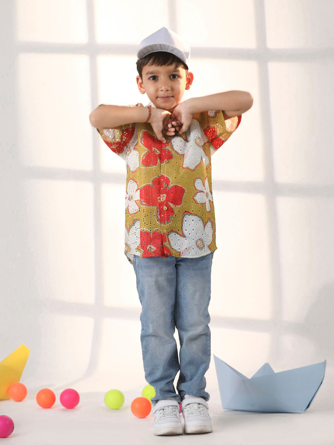 Boy's' Mustard Ethnic Shirt