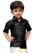 Boy's Black Opaque Ethnic Shirt