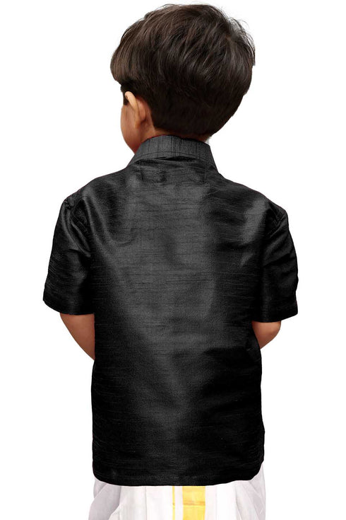 Boy's Black Opaque Ethnic Shirt