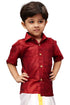 Boy's Maroon Gold Opaque Ethnic Shirt