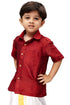 Boy's Maroon Gold Opaque Ethnic Shirt