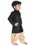 Boys' Black Cotton Blend Sherwani