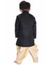 Boys' Black Cotton Blend Sherwani