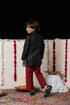 Boy's' Black Cotton Blend Sherwani And Pyjama Set