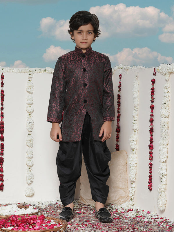 Boy's' Maroon Silk Blend Sherwani