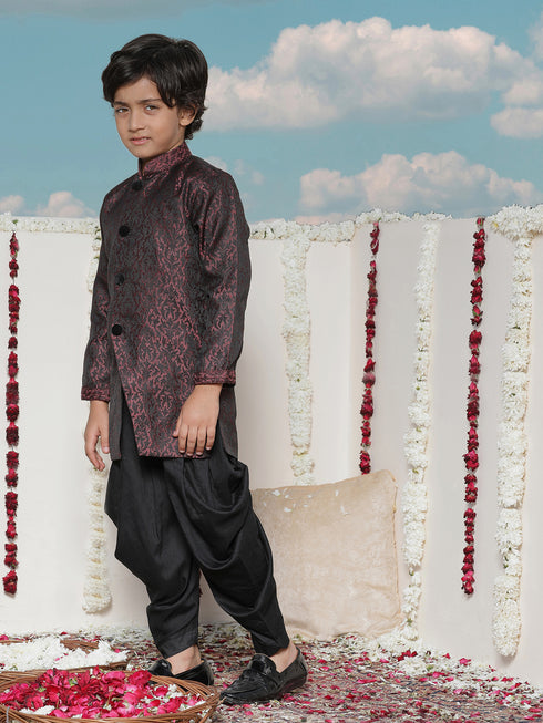 Boy's' Maroon Silk Blend Sherwani
