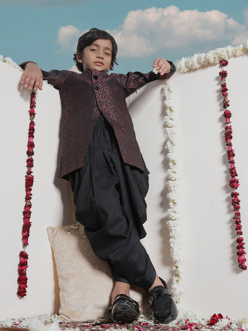 Boy's' Maroon Silk Blend Sherwani