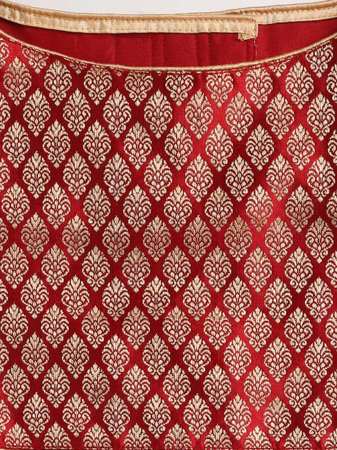Dogs' Maroon Woven Silk Blend Lehenga Choli Set