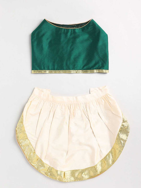 Dogs' Green Solid South Indian Style Lehenga Choli Set