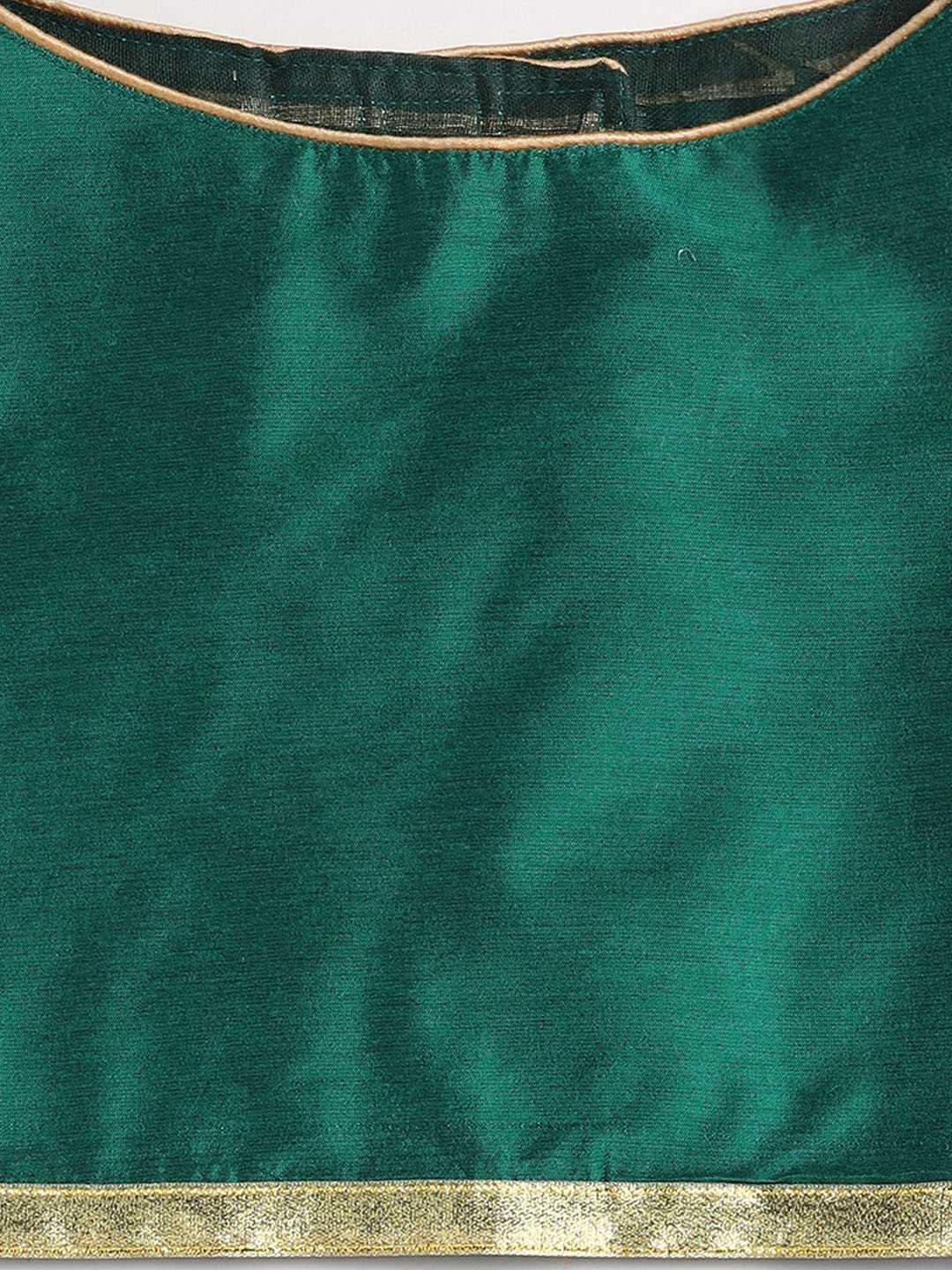 Dogs' Green Solid South Indian Style Lehenga Choli Set