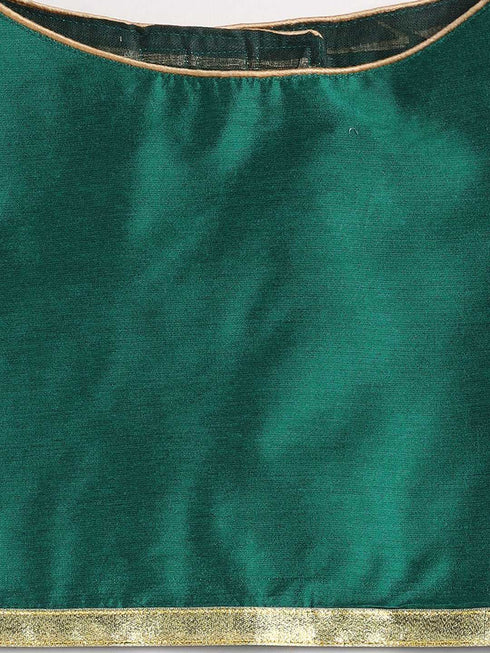 Dogs' Green Solid South Indian Style Lehenga Choli Set