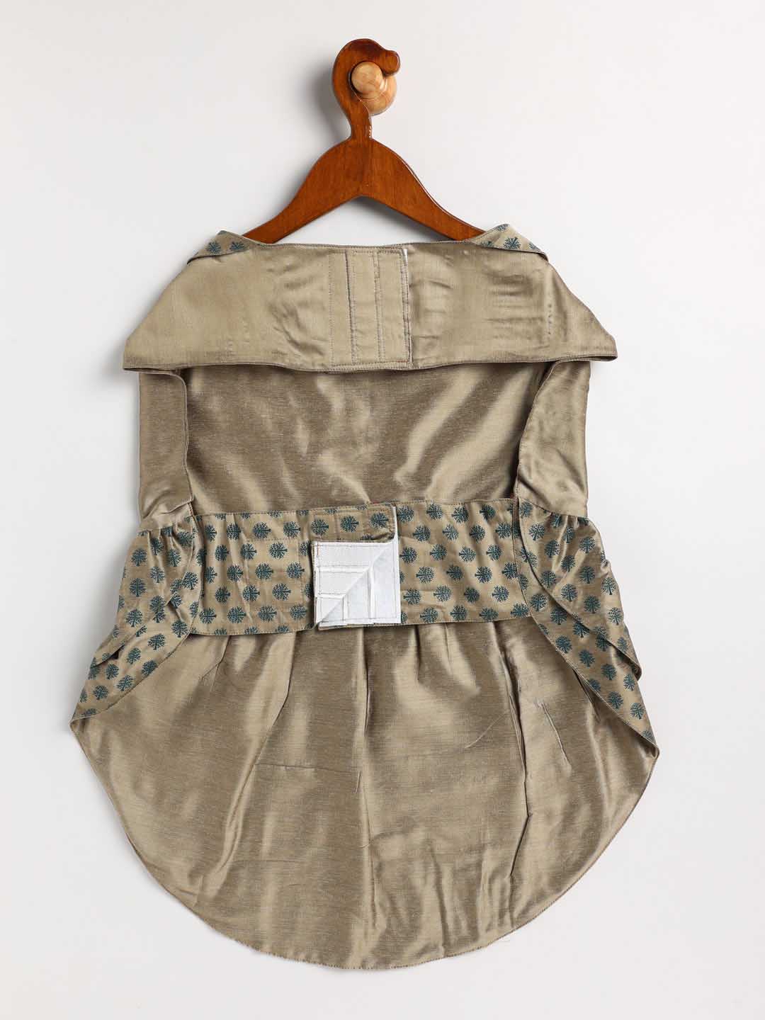 Dogs' Chiku Printed Flared Frock With Attached Bow