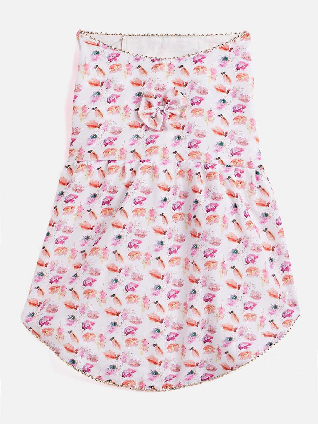 Dogs' White Abstract Printed Cotton Blend Dress