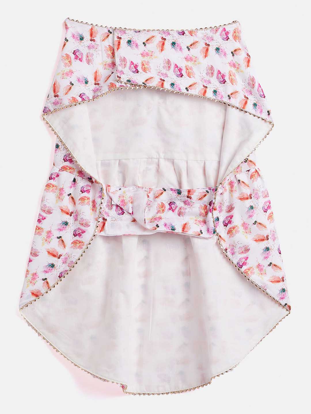 Dogs' White Abstract Printed Cotton Blend Dress