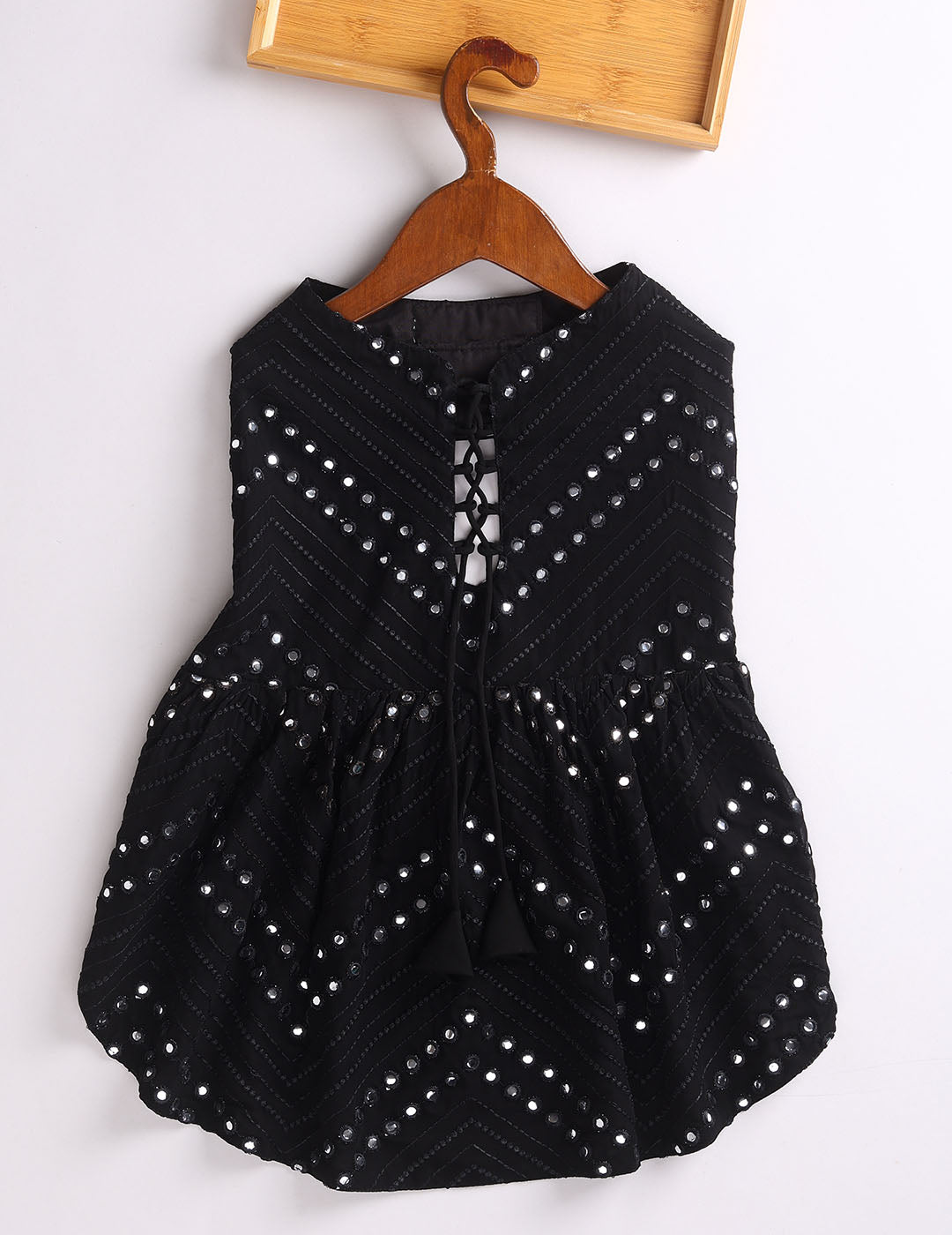 Dogs Allover Mirror Work Embroidered Dress