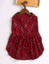 Dogs Allover Mirror Work Slik Blend Embroidered Dress