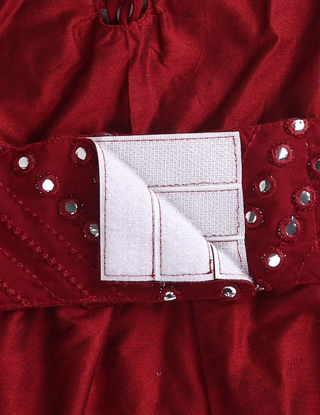 Dogs Allover Mirror Work Slik Blend Embroidered Dress