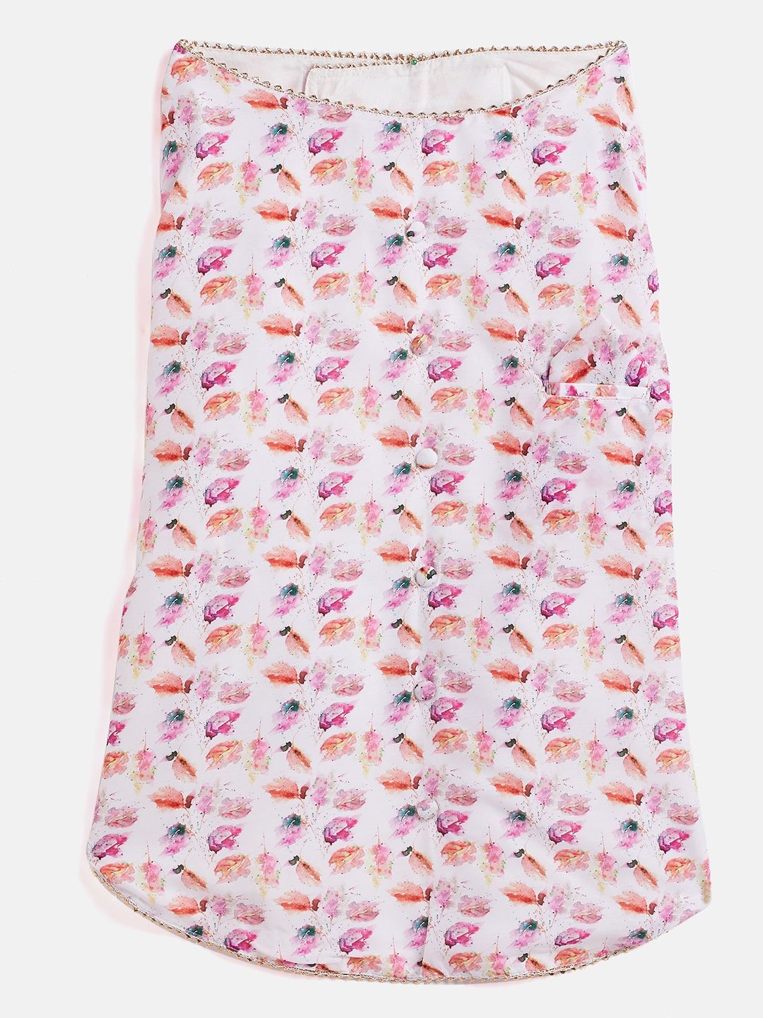 Dogs' White Abstract Printed Cotton Blend Ethnic Jacket