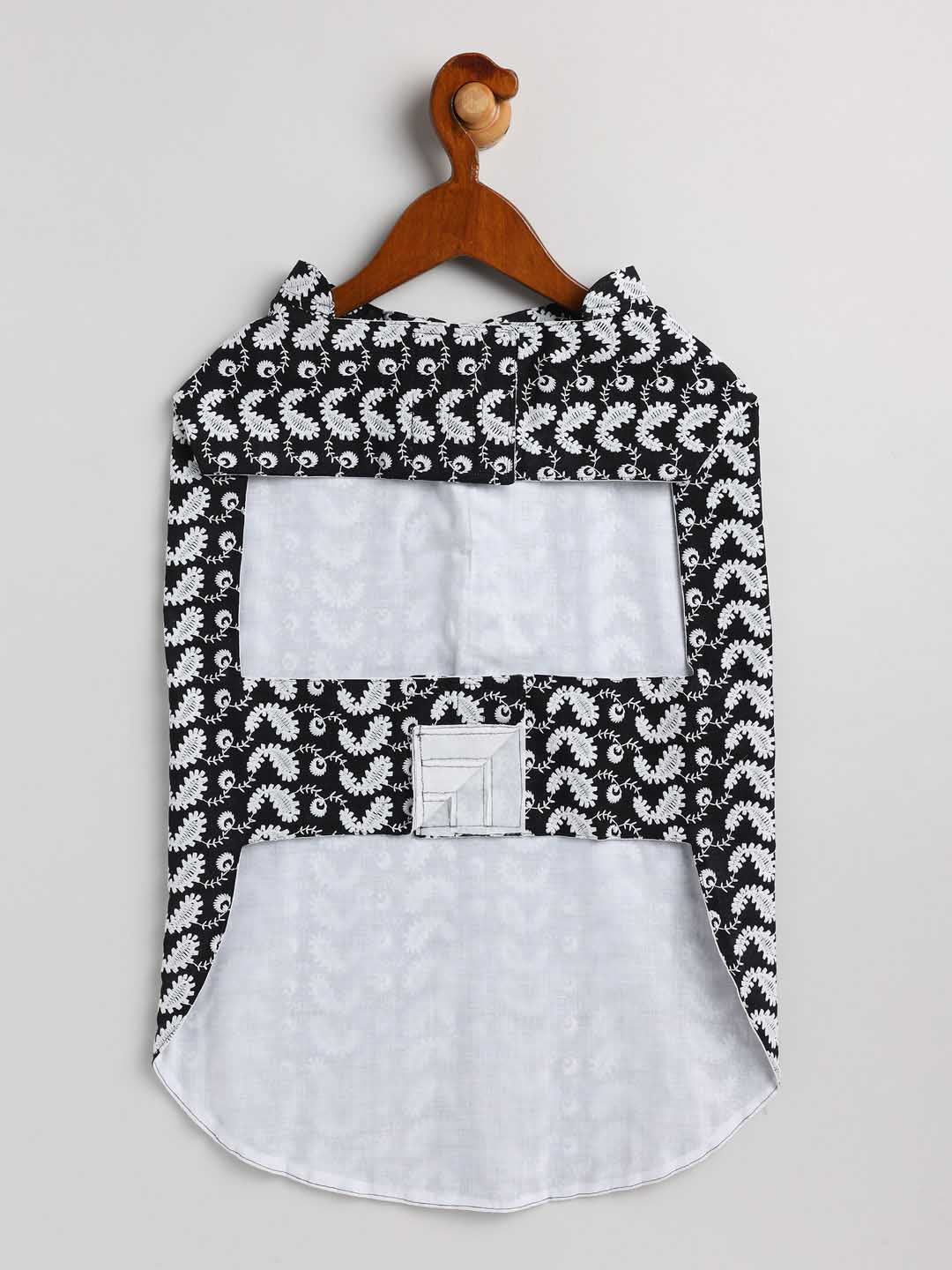 Dogs' Black Chikankari Pure Cotton Ethnic Kurta